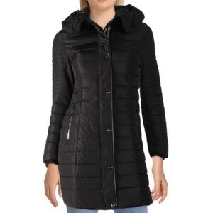 Nanette Lepore Women's Quilted Mid-Length Puffer Coat Jacket W/ Foldover Hood M